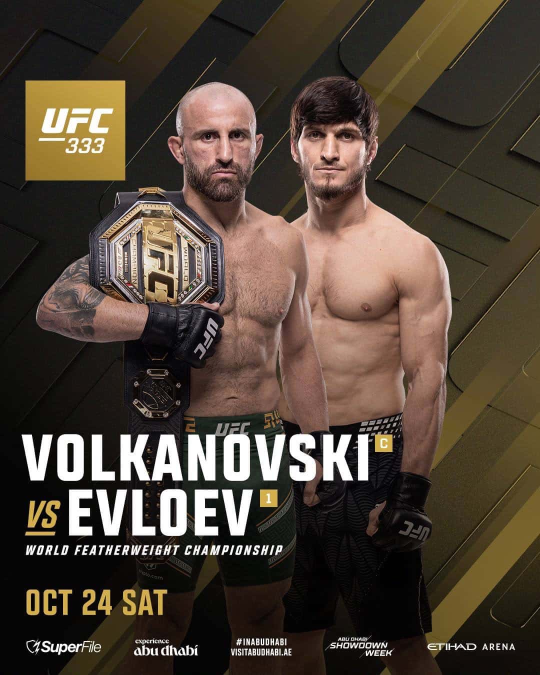 UFC 333 rasmiy afishasi: Alexander Volkanovski — Movsar Evloev